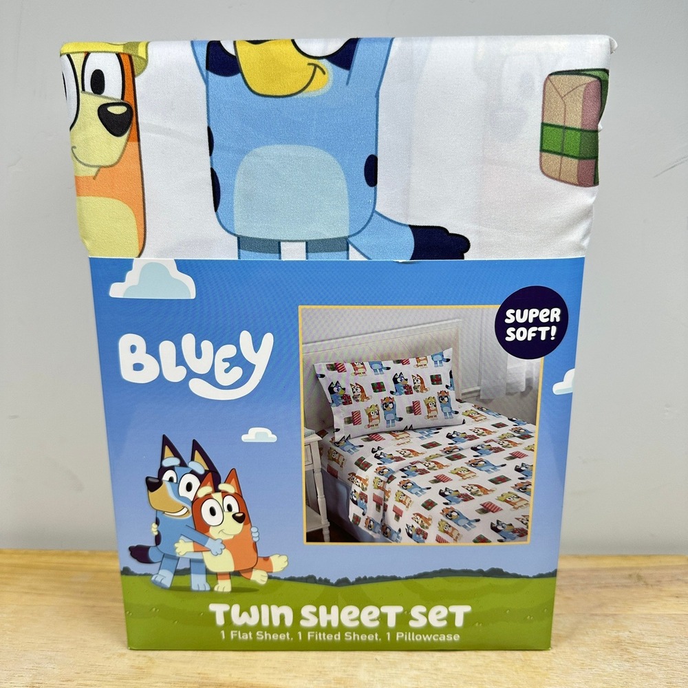 Bluey Holiday Sheet Set Kids Twin Bluey Bingo 3 Piece‎ Bedding Set NEW Gifting
